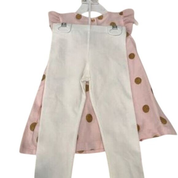 Catherine Malandrino Pink & Gold Polka Dot Dress With Ivory Leggings - Picture 3 of 3